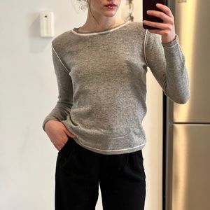 Grey Cashmere Crewneck Sweater